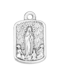 7/8" Our Lady of Fatima Silver Oxidized Rectangle Medal