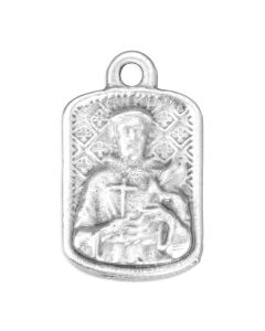 7/8" Saint Francis Silver Oxidized Rectangle Medal
