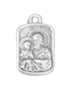 7/8" Saint Joseph Silver Oxidized Rectangle Medal