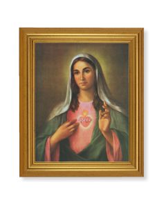 10" x 12" Gold Leaf Finish Beveled Frame with 8" x 10" Immaculate Heart of Mary Textured Art