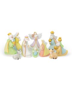 10 Pc Frosted Pastel Nativity Set