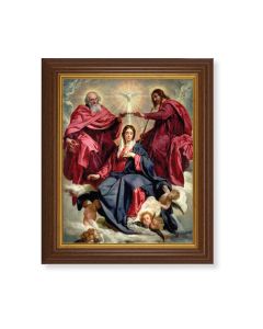 10 1/2" x 12 1/2" Walnut Finish Beveled Frame with 8" x 10" Crowning of Mary Textured Art