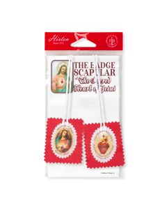 2 1/4" X 2 1/2" Large Red Felt Sacred Heart Badge Image on Clothe with White Cords. Carded