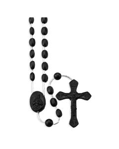 Black Plastic Bead Rosary-P65