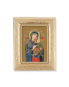 3 3/4" x 4 1/2" Gold Frame with a Our Lady of Perpetual Help Print-P65