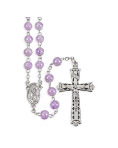 6mm Violet Marbleized Rosary with Center and Crucifix 