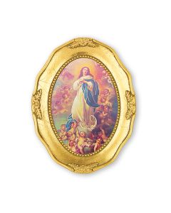 3 1/2" x 4 1/2" Gold Leaf Framed with an Immaculate Conception Print-P65