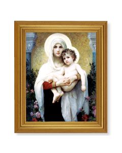 10" x 12" Gold Leaf Finish Beveled Frame with 8" x 10" Bouguereau: Madonna of the Roses Textured Art