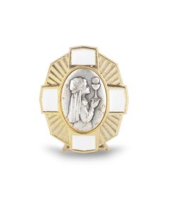 2 1/4" Communion Girl Gold Plaque with White Epoxy