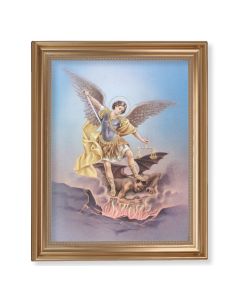 13 1/2" x 16 9/16" Gold Leaf Antique Finished Frame with 11" x 14"  Saint Michael Textured Art