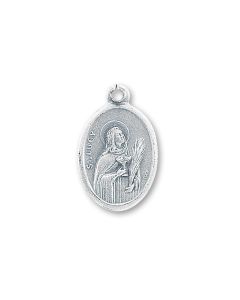 1" Oval Oxidized Saint Lucy Medal in Spanish (Sold in Inc. of 25)