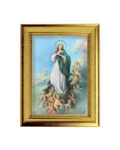 6 3/4" X 8 3/4" Gold Leaf Finish Frame with 5" X 7" Immaculate Conception Textured Art