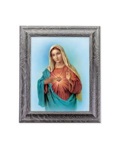10 1/2" x 12 1/2" Grey Oak Finish Frame with an 8" x 10" Immaculate Heart of Mary Print