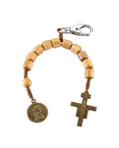 Franciscan One Decade Wood Rosary Backpack Clip