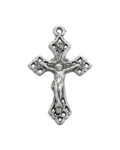 1 1/2" Silver Oxidized Pierced Crucifix