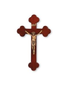 10" Dark Cherry Crucifix with Museum Gold Tone Corpus