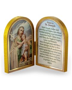 St. Joseph Standing Natural Wood Diptych
