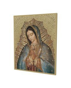 8" x 10" Gold Foil Mosaic Plaque of Our Lady of Guadalupe