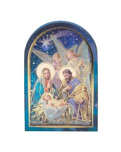 2 1/2" x 3 1/2" Nativity with Angels Arched Standing Plaque