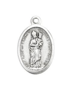1" Oval Antiqued Silver Oxidized Our Lady of the Prompt Succor Medal