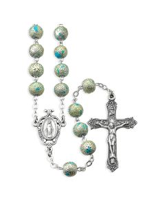 8mm Silver Lava Bead Rosary