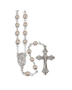 5mm White Imitation Pearl Glass Bead Rosary