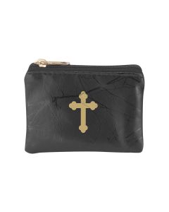 Black Marbled Patterned Rosary Pouch