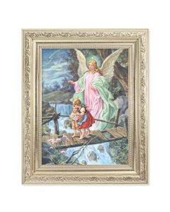 8.25" x 10.25" Silver Ornate Frame with a 6" x 8" Guardian Angel Print