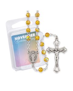 6mm November Topaz Glass Aurora Borealis Birthstone Rosary
