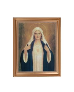 13 1/2" x 16 9/16" Gold Leaf Antique Finished Frame with 11" x 14" Chambers: Immaculate Heart of Mary Textured Art