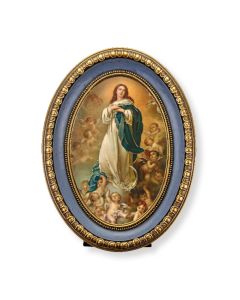 5 1/2" x 7 1/2" Oval Gold-Leaf Frame with a Immaculate Conception Print-P65