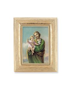 3 3/4" x 4 1/2" Gold Frame with a Saint Joseph Print-P65