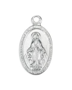 11/16" Miraculous Medal in Antiqued Silver Finish