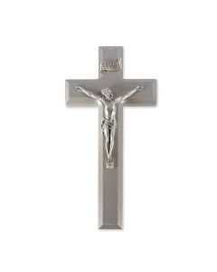 9" Grey Cross with Fine Pewter Corpus
