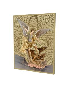 8" x 10" Gold Foil Mosaic Plaque of Saint Michael