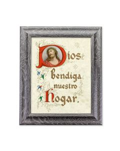 10 1/2" x 12 1/2" Grey Oak Finish Frame with an 8" x 10" House Blessing in Spanish Print