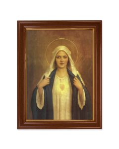 15 1/2" x 19 1/2" Walnut Finish Frame with Gold Accent and a 12" x 16" Chambers: Immaculate Heart of Mary Textured Art