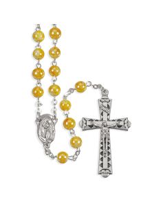 6mm Lemon Marbleized Rosary with Center and Crucifix 