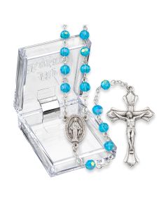 March Aqua Aurora Borealis Birthstone Rosary