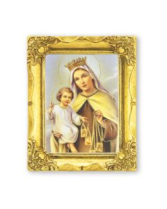 3" x 2" Antique Gold Frame with Our Lady of Mount Carmel Print-P65