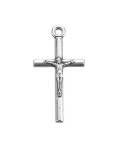 1" Antiqued Silver Oxidized Tubular Crucifix