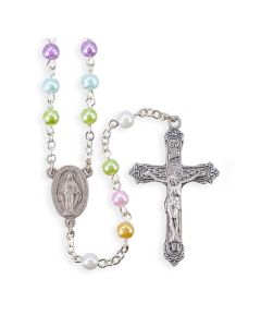 5mm Multicolored Pearlized Bead Rosary, Boxed