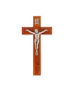 7" Natural Cherry Cross with Antiqued Silver Finish Corpus