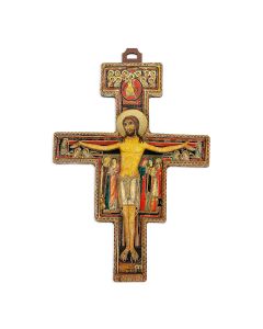 12" Italian 2-D San Damiano Wood Cross
