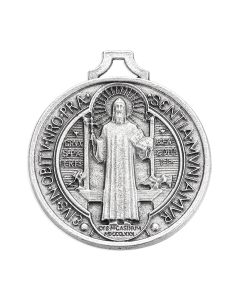 1 11/16" St. Benedict Jubilee Medal in Antiqued Silver Finish