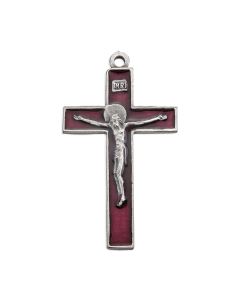 2" Antiqued Silver Oxidized Crucifix with Red Epoxy