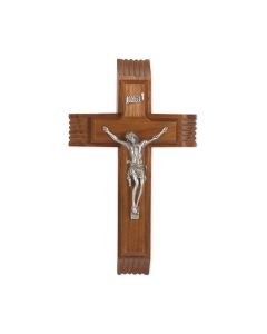 10" Walnut Sick Call Crucifix with a Fine Pewter Corpus