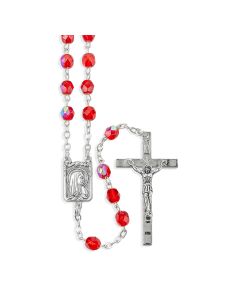 Faceted Ruby Glass Bead Rosary