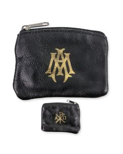 Black Sheepskin Rosary Pouch