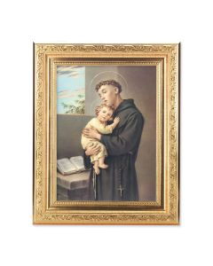 8 1/4" x 10 1/4" Gold Ornate Frame with a 6" x 8" Saint Anthony Print